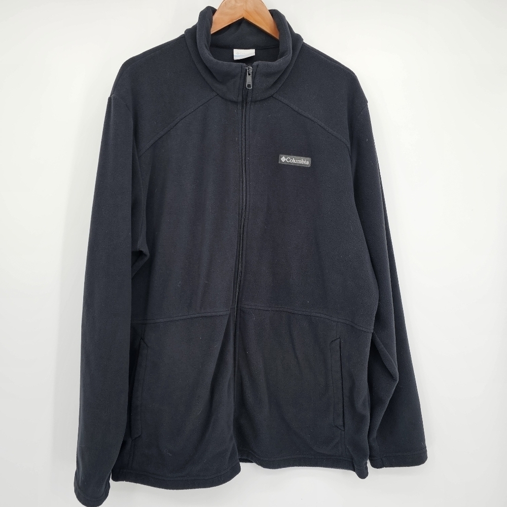Columbia Full Zip Black Fleece Jacket Mens Size XLT